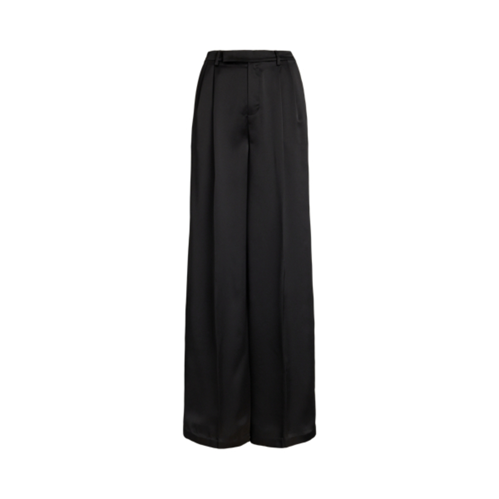 NWT Pleated Satin Charmeuse Wide-Leg Pant